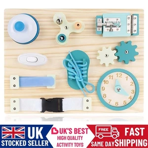 9in1 Montessori Busy Board Fidget Switch Clock Learning Wooden Toys for Toddlers - Picture 1 of 11