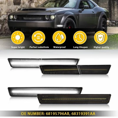 Fit 2018-22 Dodge Challenger RT SRT Widebody LED White Side Marker Lights 4PCS - Image 1 of 4