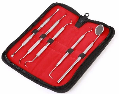 HEAVYSUN 5er Dental Set Zahnreinigung Zahnpflege Zahnsteinentferner Zahnsonde Mundspiegel