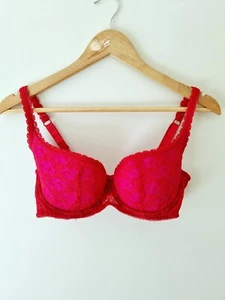 DITA VON TEESE Red Lace & Purple Contour Bra SIZE 34E 12E - Picture 1 of 5