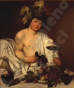 QUADRO CALAMITA IN PVC RIGIDO BACCO ADOLESCENTE DIPINTO CARAVAGGIO MAGNETE FRIGO - Bild 1 von 1