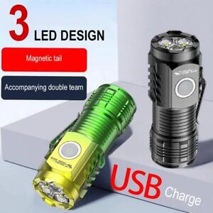 Mini Super Bright LED Flashlight Keychain Pocket Torch USB-Rechargeable/
