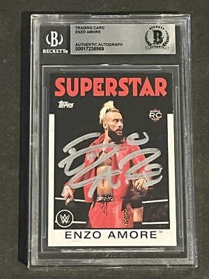 ENZO AMORE 2016 TOPPS HERITAGE WWE SIGNED AUTOGRAPHED CARD BECKETT BAS AUTHENTIC - Image 1 of 2