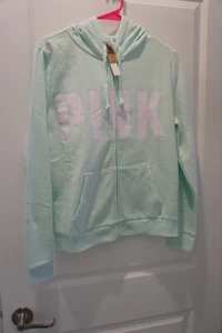 WOMENS HOODIE GREEN SIZE M PINK - Picture 1 of 13