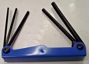 Allen 56077 5pc Metal Fold-up Metric Long Hex Key Set Hi-viz Blue USA - Picture 1 of 2