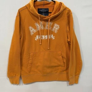 Felpa con cappuccio American Eagle uomo M arancione vestibilità atletica maglione logo AMER - Foto 1 di 5