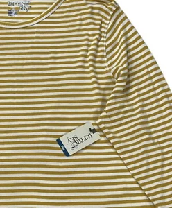 4X Terra & Sky Long Sleeve Knit Top Women's Plus Size 28W-30W Gold White Stripe - Picture 1 of 7