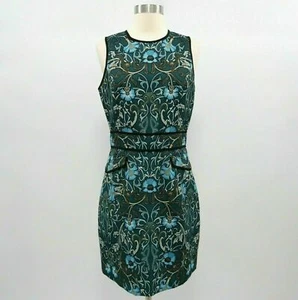 Warehouse Womens Sheath Dress US8 UK12 Cocktail Floral Blue Green Sleeveless - Picture 1 of 12