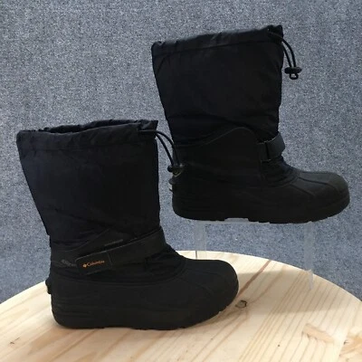 Columbia Boots Youth 7 Mid Calf Winter Snow BY1324-012 Black Fabric Drawstring - Image 1 of 4