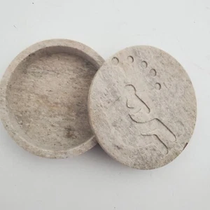 Kokopelli Soapstone Round Trinket Box Hopi Fertility God Childbirth - Picture 1 of 10