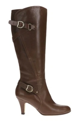 ANYI LU Women's Brown Leather Knee High Boots Sz 39.5 - Image 1 of 4