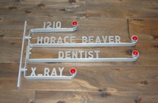 Original Vintage Aluminum Dentist X Ray Office Flange Sign, Advertising 