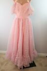 VTG 70s Off Shoulder UNION MAXI PRAIRIE HIPPIE BOHO DRESS Pink Prom Lace 5/6