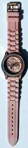 Accutime Wonder Woman Watch Womens 40mm Gem Set Case Pink Rubber Band - Picture 1 of 6