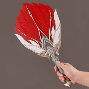 Honkai:Star Rai Jiao Qiu ventaglio piuma rossa cosplay prop attrezzatura Halloween giocattolo - Foto 1 di 12