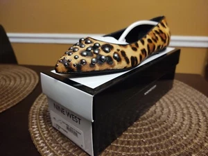 NINE WEST Women's Ballet Flat Shoes Natural Multi Pony Low Heel 7.5 M - Picture 1 of 8