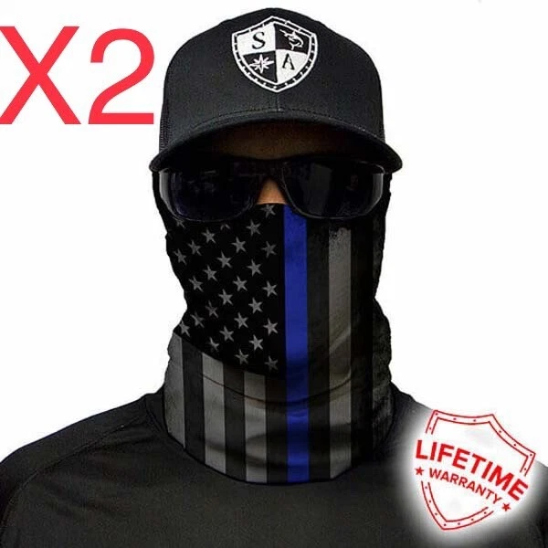SA FISHING ( 2 ) SA Co. Blackout Thin Blue Line Police / Mask / Gaiter Salt Armour Co.