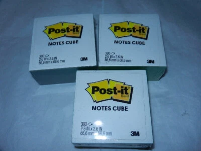 3 new 3M Post-it Notes Cube 2.6"x2.6" 300 x 3 = 900 Sheets note sheet 2.6" 2.6  - Image 1 of 4