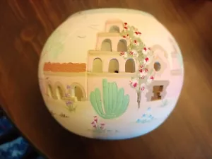 Vela cuenco de cerámica pintada a mano diseño suroeste firmado por artista votivo - Imagen 1 de 4