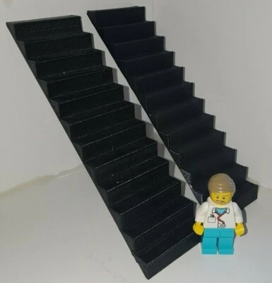ABELS3D.COM 2x Treppe im Maßstab 1:24. 9,5mm x 9mm Stufen. 40mm breit. Schwarz (PLA) *