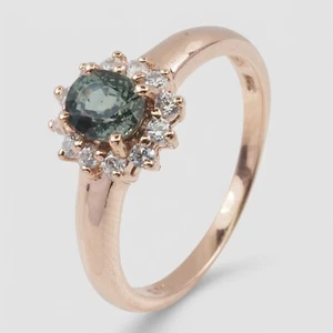 Precious Green Sapphire Oval 0.32Ct 925 Sterling Silver Handmade Rings Size 6 - Picture 1 of 9