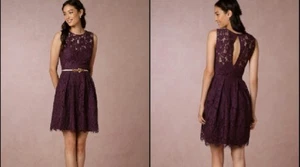 Vestido BHLDN Kinsley Fit-N-Flare Encaje Dobladillo Festoneado Vino Talla 10 $220 - Imagen 1 de 8