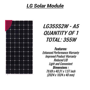 355W Lg Solar Panel-Qty of 1-Total 355W Monocrystalline Smart module