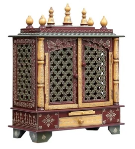 Wooden Handcrafted Home Mandir Pooja Ghar Mandapam Worship Hindu Temple K2 - Picture 1 of 6