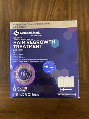 Members Mark Minoxidil 5% Hair Regrowth Treatment For Men 2 fl.oz.  6 ct. - Image 1 of 4