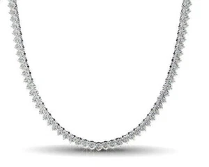 CERTIFIED 18.50 CT ROUND NATURAL DIAMOND TENNIS NECKLACE 14K WHITE GOLD 16? - Picture 1 of 13