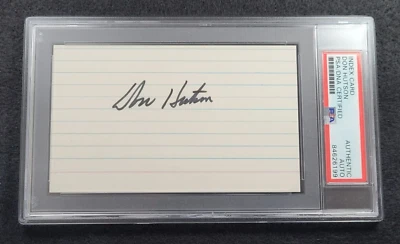 DON HUTSON Signed 3x5 Index Card-HALL OF FAME-GREEN BAY PACKERS-PSA Slabbed - Image 1 of 4
