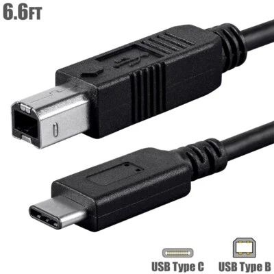 6.6FT USB-C Type C to Type B Printer Scanner Cable Cord 2.4A PC MacBook Pro - Image 1 of 4