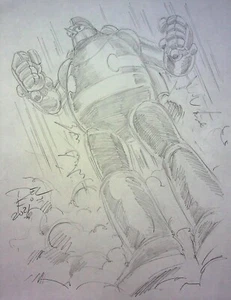  Gigantor - Tetsujin 28-go Signed DELFIN BARRAL Hand Drawn Pinup Art  8.5x11  - Picture 1 of 2