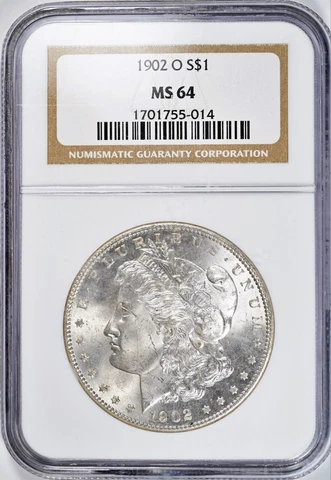 1902-O Morgan Silver Dollar NGC MS64, Stunning Luster, Great Frost, Semi-PL Cover