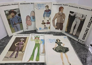 Vintage 70s Authentic Patterns Western For Mens Women Girls Uncut Lot Of 8 - Picture 1 of 17