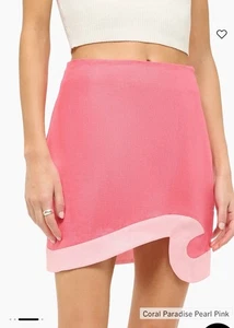 Staud Leandro Two-Tone Linen Miniskirt Coral Paradise/Pearl Pink Sz 6 NWT $220 - Picture 1 of 12