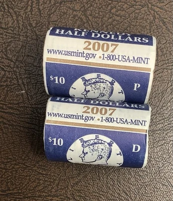 Medio dólar OBW US como nuevo envuelto en banco original BU rollos 2007 P, D Kennedy Foto 1 de 3