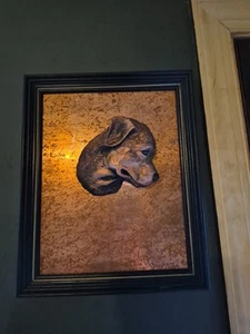 Bronze Vintage Rottweiler Head On Copper Sheet 11x14 Frame - Picture 1 of 7