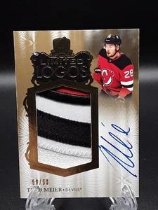2023-24 UD The Cup Gold Limited Logos Auto Timo Meier 50/50 Devils 3 Color Patch - Picture 1 of 2