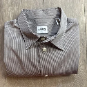 Camisa Armani Collezioni Para Hombres Mediana M Calce Ajustado Diseño a Rayas Carrera Trabajo Formal - Imagen 1 de 7
