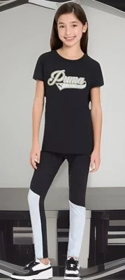 Grande-10/12-Puma-Niños-Niñas-2 Piezas Set Activo-Top y Legging-Comodidad-Negro-NUEVO CON ETIQUETAS Foto 1 de 4