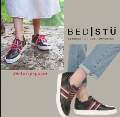 Zapatilla deportiva de cuero Bed Stu Carrington 9,5 negra roja $198 Foto 1 de 4