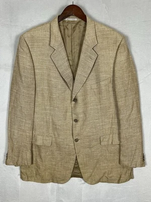 Corneliani Blazer Flax Silk Wool Blend 46L Brown Mens 3 Button Saks Fifth Avenue - Image 1 of 4