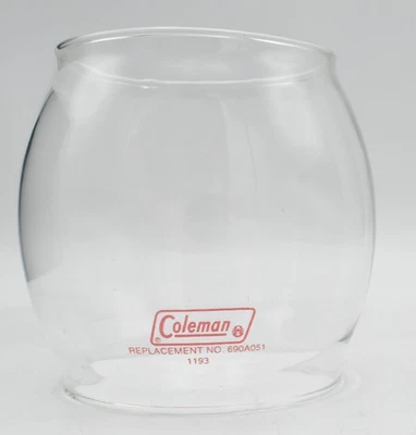Globo de vidrio transparente Coleman 690A051 para modelo 200 / 202 / 242 y otros - logotipo rojo Foto 1 de 4