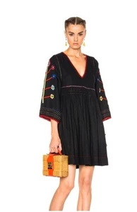 Ulla Johnson Midnight Masha Black Embroidered Smocked Dress 6 - Picture 1 of 5