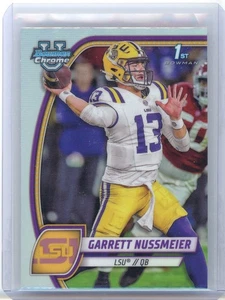 2024 Bowman University Chrome Garrett Nussmeier #5 1st Bowman Refractor LSU RC - Picture 1 of 3