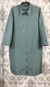 Katharina Hovman Women’s Dark Green Nylon Shirt Dress Long Sleeve Collar Size M - Picture 1 of 9