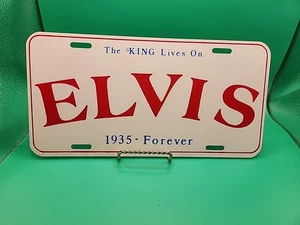 Vintage 1980s ELVIS PRESLEY License Plate Tag metal the king lives on NOS  - Picture 1 of 6