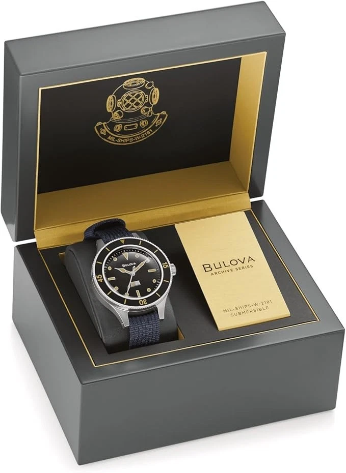 Bulova Archive Mil-Ships-W-2181 Automatic Black Dial Men's Watch 98A266 - Image 1 of 1