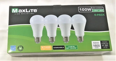 MAXLITE 4 Light Bulbs 15W LED Same As 100W Dimmable Soft White - Image 1 of 4